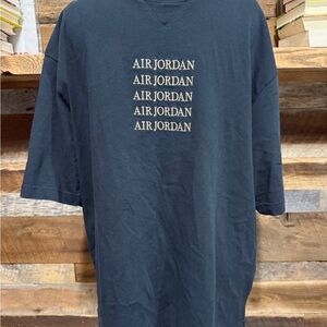 Jordan Men’s Navy Tee with Stacked Ivory Air Jordan Logo